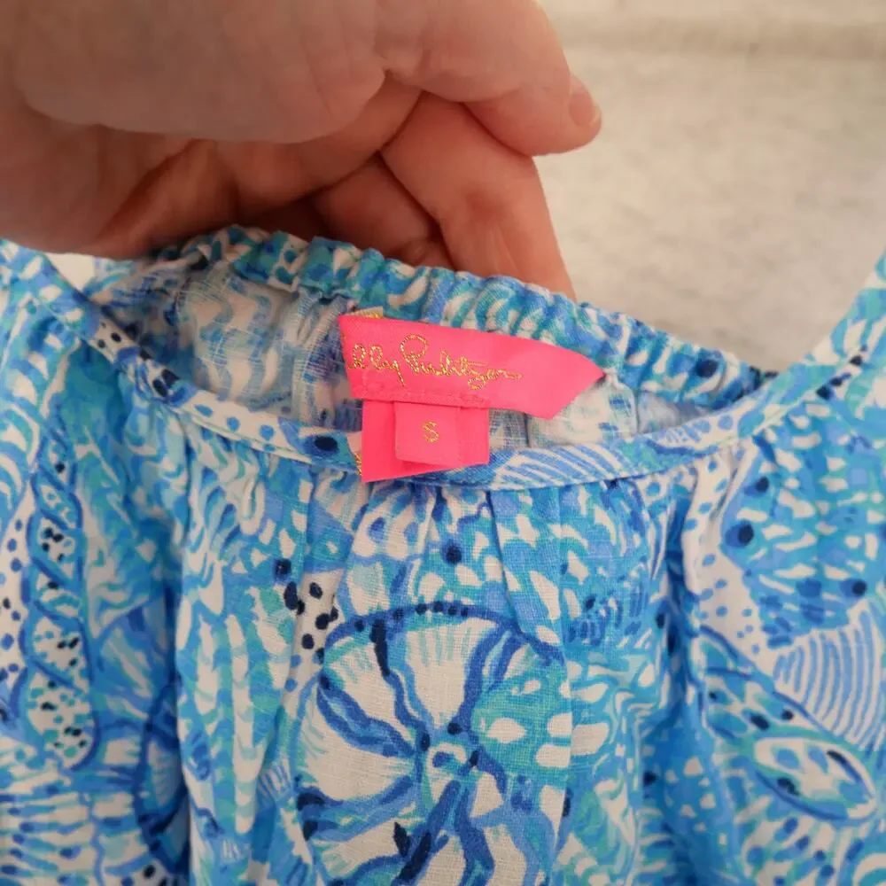 New Lilly Pulitzer Women's Small Jayden Linen Dress  Amalfi Blue by The Seashore - Picture 6 of 12